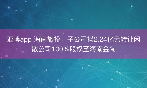 亚博app 海南旅投:子公司拟2.24亿元转让闲散公司100%股权至海南金甸