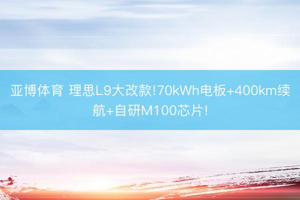 亚博体育 理思L9大改款!70kWh电板+400km续航+自研M100芯片!