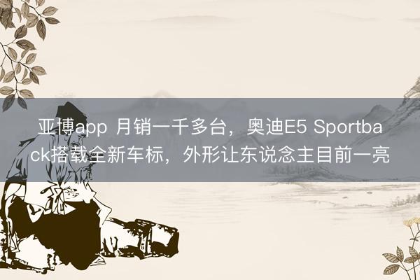 亚博app 月销一千多台,奥迪E5 Sportback搭载全新车标,外形让东说念主目前一亮