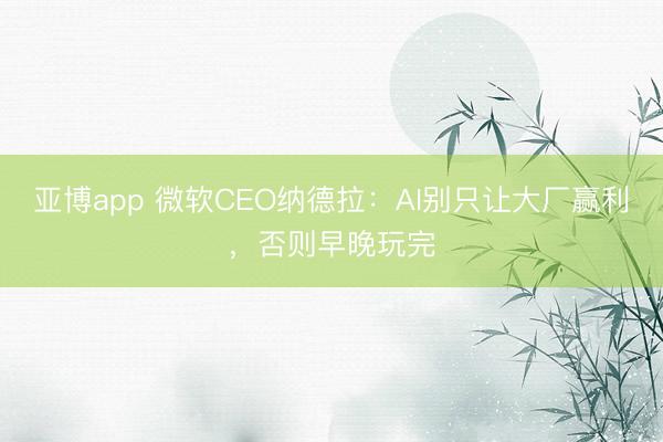 亚博app 微软CEO纳德拉:AI别只让大厂赢利,否则早晚玩完
