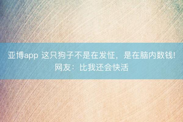 亚博app 这只狗子不是在发怔，是在脑内数钱!网友：比我还会快活
