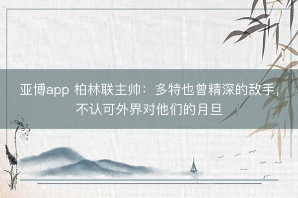 亚博app 柏林联主帅：多特也曾精深的敌手，不认可外界对他们的月旦