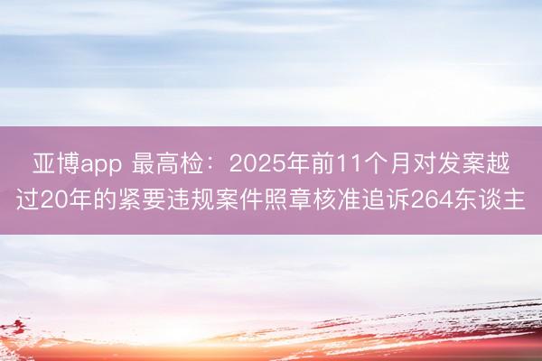 亚博app 最高检：2025年前11个月对发案越过20年的紧要违规案件照章核准追诉264东谈主