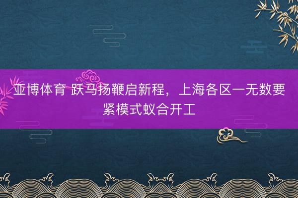 亚博体育 跃马扬鞭启新程,上海各区一无数要紧模式蚁合开工