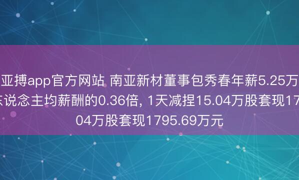 亚搏app官方网站 南亚新材董事包秀春年薪5.25万元是公司东说念主均薪酬的0.36倍， 1天减捏15.04万股套现1795.69万元