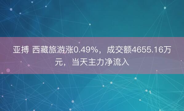 亚搏 西藏旅游涨0.49%,成交额4655.16万元,当天主力净流入