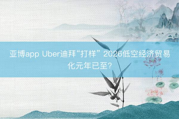 亚博app Uber迪拜“打样” 2026低空经济贸易化元年已至?