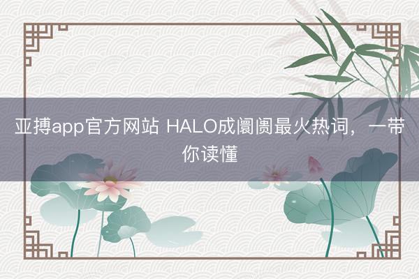 亚搏app官方网站 HALO成阛阓最火热词，一带你读懂