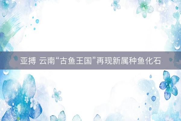 亚搏 云南“古鱼王国”再现新属种鱼化石