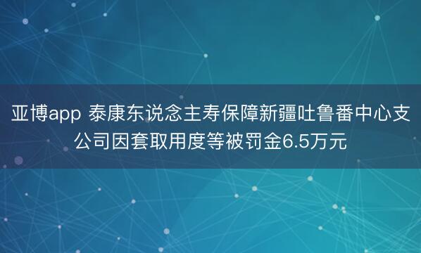 亚博app 泰康东说念主寿保障新疆吐鲁番中心支公司因套取用度等被罚金6.5万元