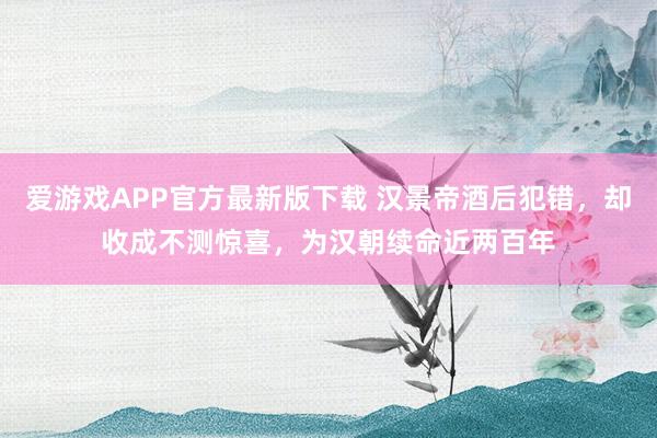 爱游戏APP官方最新版下载 汉景帝酒后犯错，却收成不测惊喜，为汉朝续命近两百年