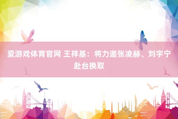 爱游戏体育官网 王祥基:将力邀张凌赫、刘宇宁赴台换取