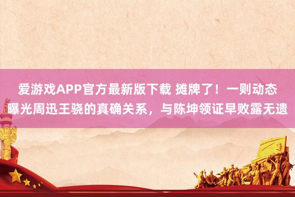 爱游戏APP官方最新版下载 摊牌了！一则动态曝光周迅王骁的真确关系，与陈坤领证早败露无遗