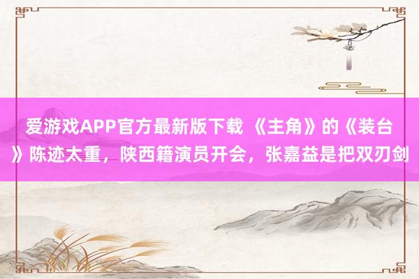 爱游戏APP官方最新版下载 《主角》的《装台》陈迹太重，陕西籍演员开会，张嘉益是把双刃剑