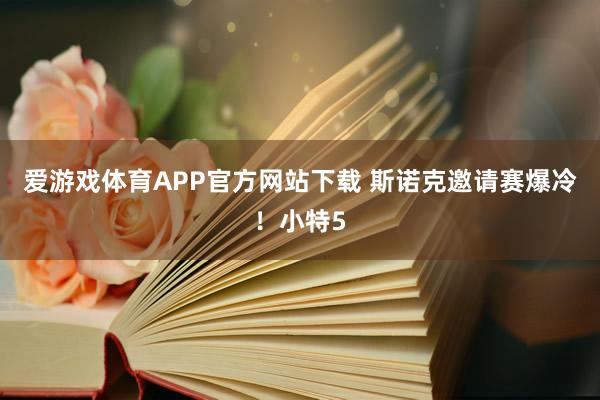 爱游戏体育APP官方网站下载 斯诺克邀请赛爆冷!小特5
