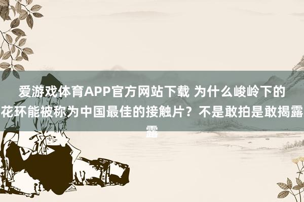 爱游戏体育APP官方网站下载 为什么峻岭下的花环能被称为中国最佳的接触片？不是敢拍是敢揭露