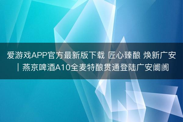 爱游戏APP官方最新版下载 匠心臻酿 焕新广安|燕京啤酒A10全麦特酿贯通登陆广安阛阓