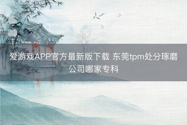 爱游戏APP官方最新版下载 东莞tpm处分琢磨公司哪家专科