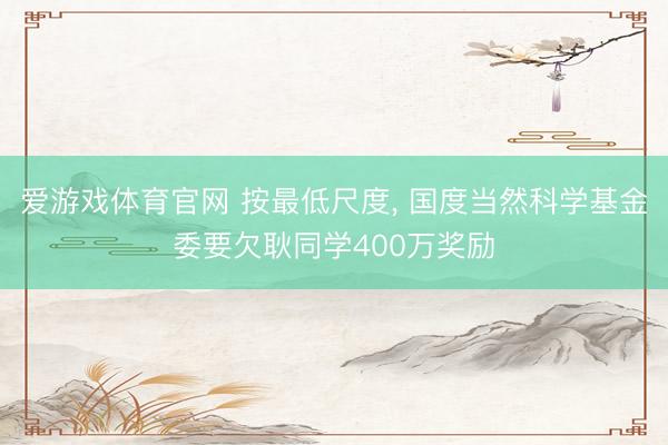 爱游戏体育官网 按最低尺度， 国度当然科学基金委要欠耿同学400万奖励