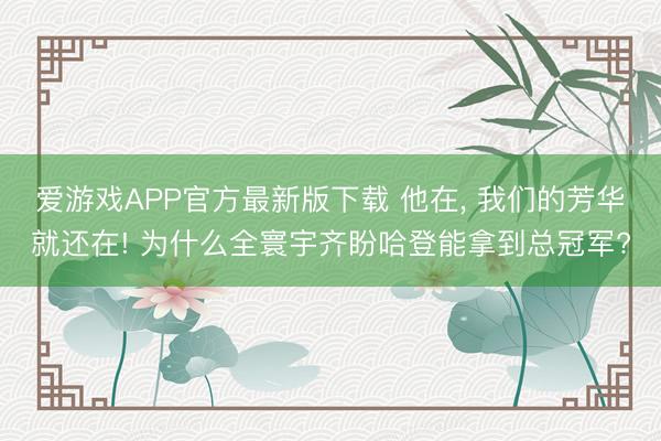 爱游戏APP官方最新版下载 他在， 我们的芳华就还在! 为什么全寰宇齐盼哈登能拿到总冠军?
