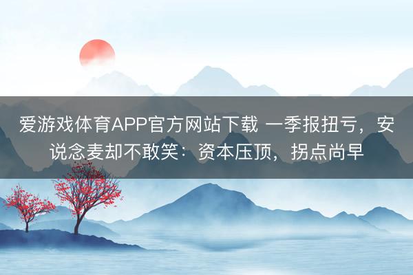 爱游戏体育APP官方网站下载 一季报扭亏，安说念麦却不敢笑：资本压顶，拐点尚早