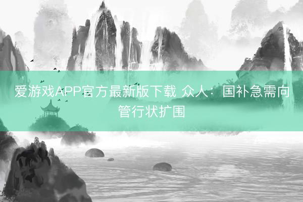 爱游戏APP官方最新版下载 众人：国补急需向管行状扩围