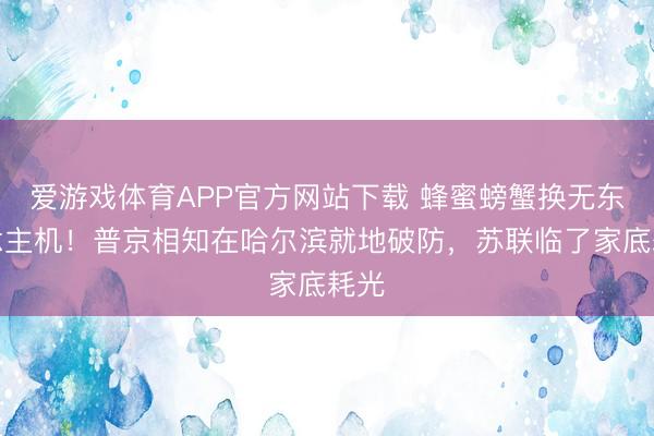 爱游戏体育APP官方网站下载 蜂蜜螃蟹换无东说念主机!普京相知在哈尔滨就地破防,苏联临了家底耗光