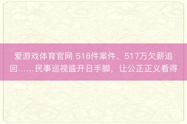 爱游戏体育官网 518件案件、517万欠薪追回……民事巡视盛开日手脚，让公正正义看得