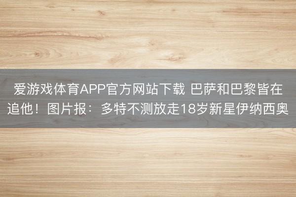 爱游戏体育APP官方网站下载 巴萨和巴黎皆在追他！图片报：多特不测放走18岁新星伊纳西奥