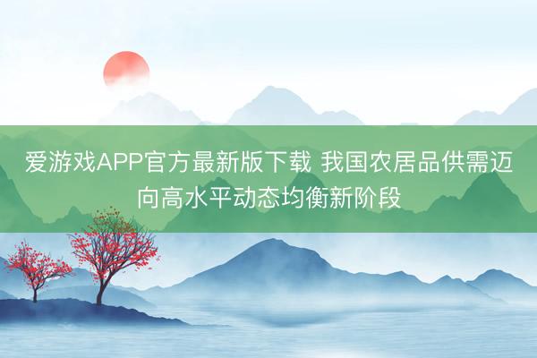 爱游戏APP官方最新版下载 我国农居品供需迈向高水平动态均衡新阶段